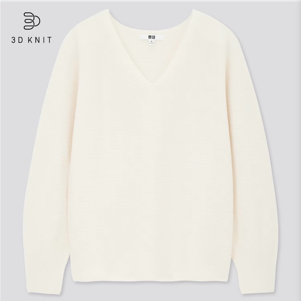 Uniqlo 3D Knit Cotton V-Neck Sweater